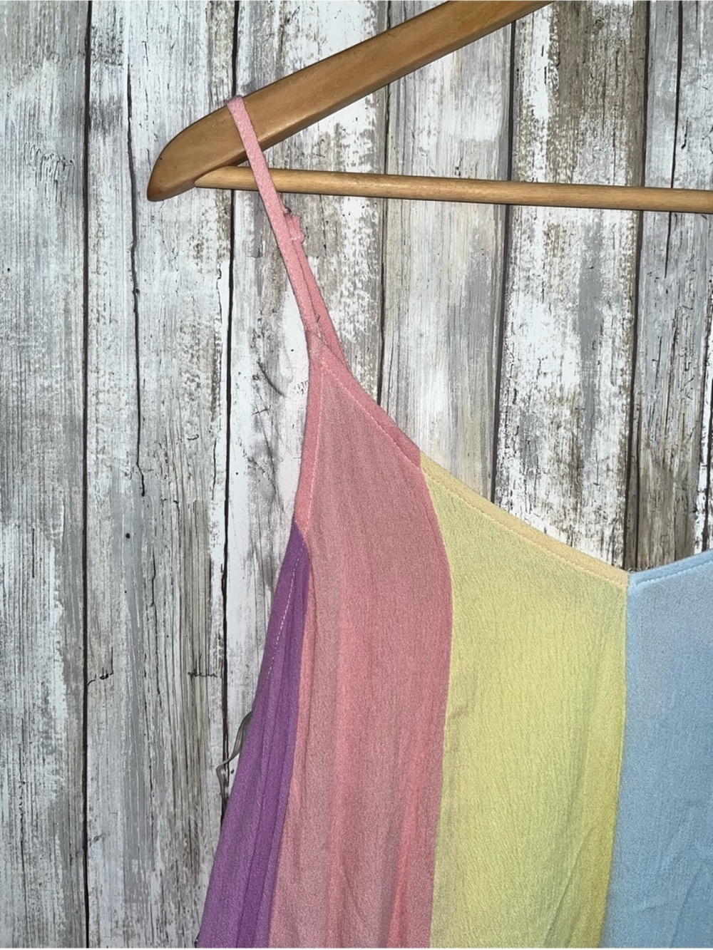 Entro Rainbow Colorblock Tank S Multicolor Pastel Strappy Flowy Rayon Cami Top - Picture 3 of 4
